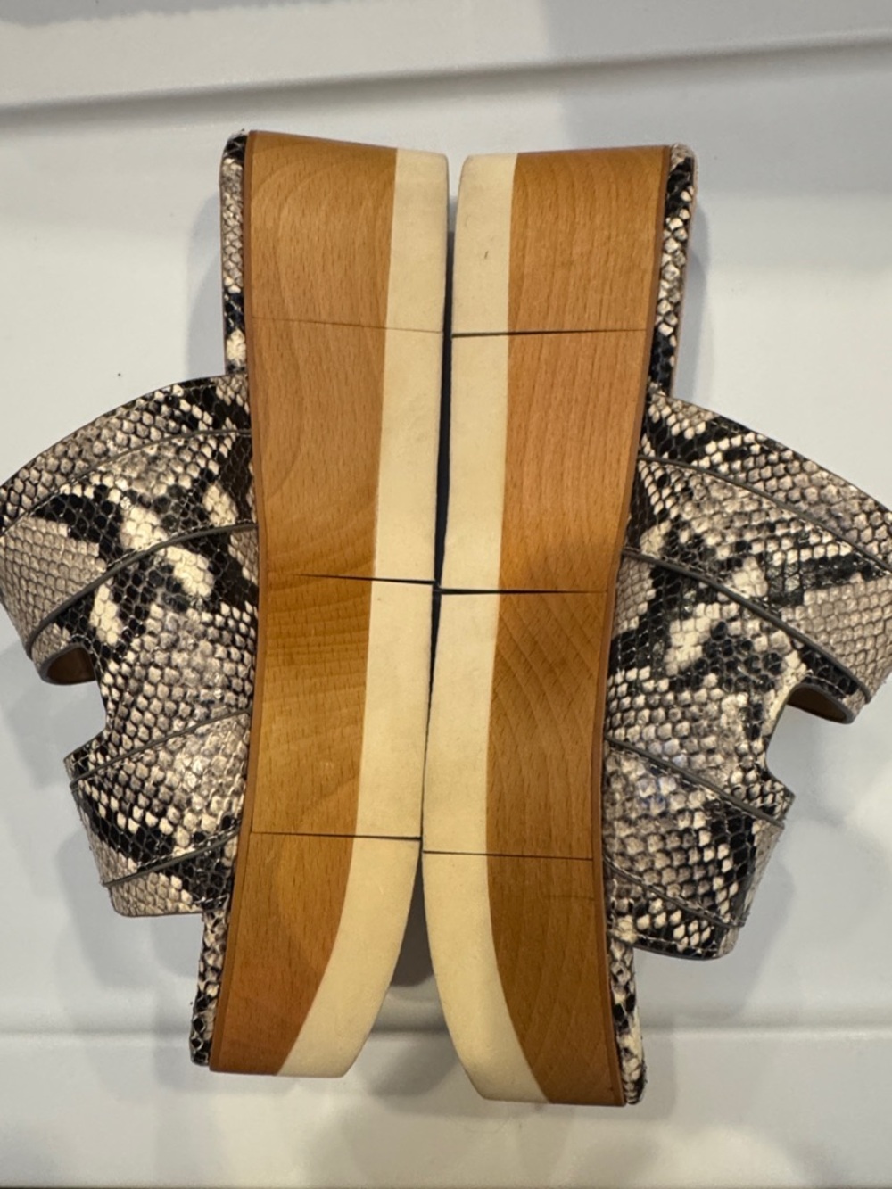 Veronica Beard Welda Snake-Print Platform Slides Sandals 10 - Picture 4 of 8